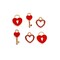 Valentine's Day Charms, Tiny Enamel Heart Locks and Keys, 6 pcs, Adorabilities